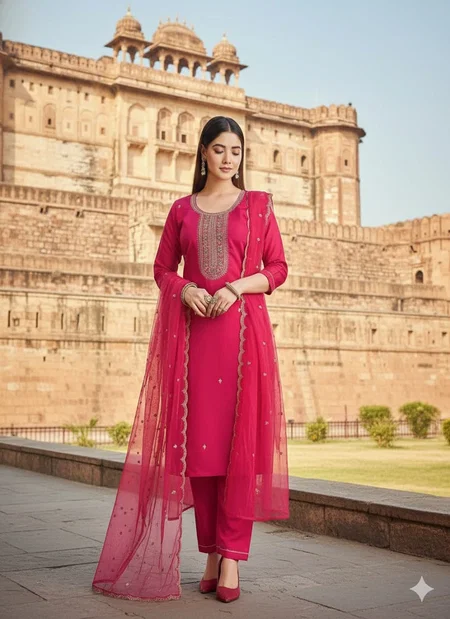 Devika By Nsf Silk Blend Kurti With Bottom Dupatta Wholesale In India